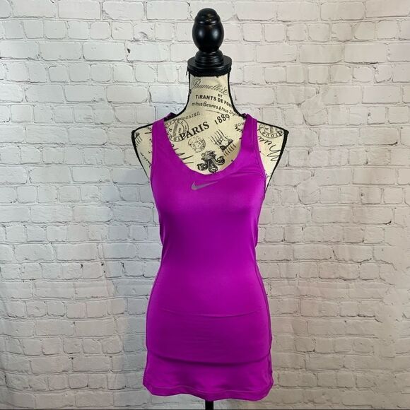 Nike Pro Dri Fit Long Racerback Tank Top Purple Fitted Womens Extra Small - Picture 1 of 11